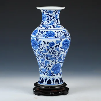 Ceramic Pot Vases Chinese Glaze Blue And White Flowers Old Buy