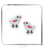 Tiny Enamel Happy Little Enamel Blue Animal Birds Stud Earrings For Kids