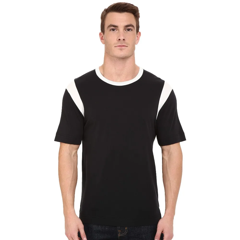 Men Fashion Plain 65 Polyester 35 Cotton T Shirt Sleeve With Block ...