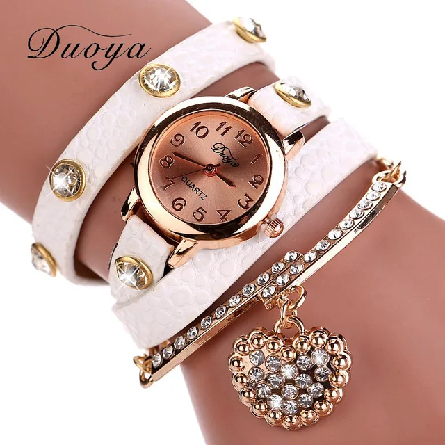 

Hot Sale New Casual Luxury Heart Pendant Women Bracelet Wristwatches Women Dress Watches Fashion Watch Brand Watch XR357, 7 colors