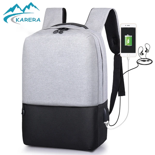

Smart Anti-theft Water proof Men's Business Laptop Antitheft Backpack Back Pack Bagpack Bag with USB Charging Port, Gray and black