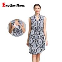 

Emotion Moms Maternity Nursing Clothing Summer Style Sleeveless Floral Women Pregnant clothes Breastfeeding Dress OEM Factory