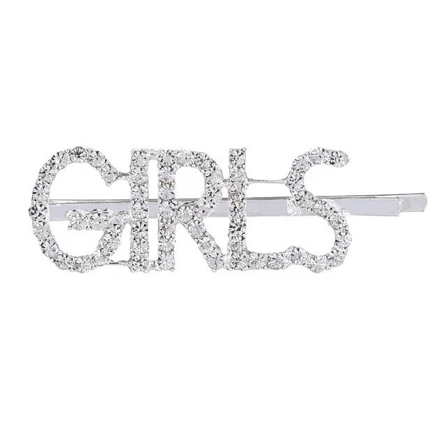 

silver rhinestone letters bobby pin for girl hair clip, Clear