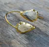 Gold Arrowhead Bracelet, Raw Stone Arrow Wrap Bangle, Cuff Double Arrow Head Stone Bracelet