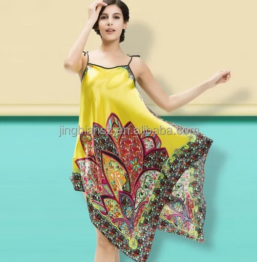 

free shipping unique design popular women silk nightgown #OS11
