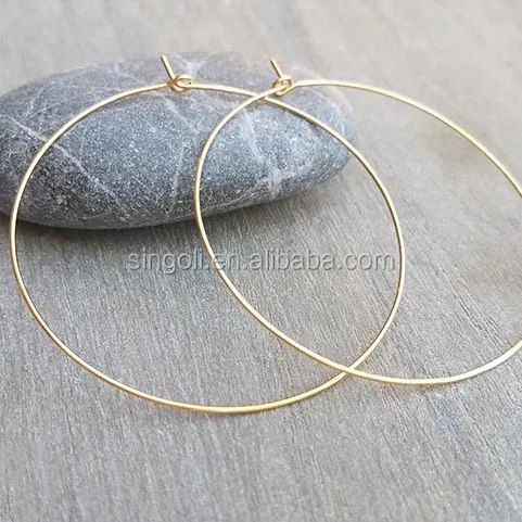 

Gold Hoops Big Wire Earrings Gold Filled Hoops Simple Hoop Earrings