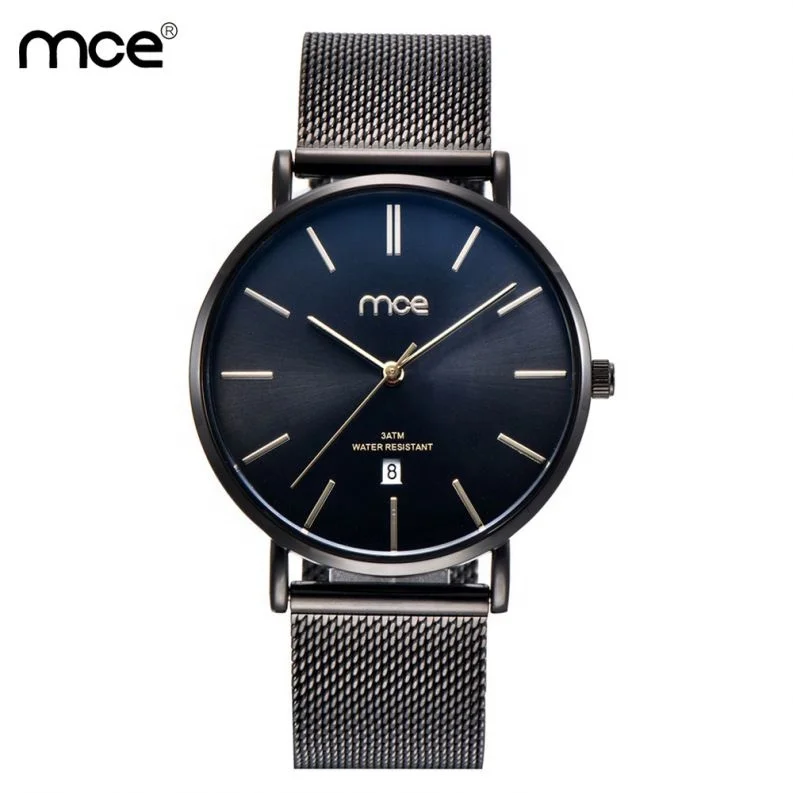 

MCE Wholesale Cheap Small Moq Custom Logo Stainless Steel Back Mesh Strap Alloy Case Quartz Mens Watches, N/a