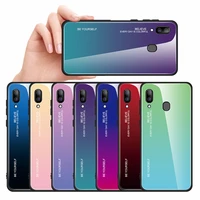 

For Samsung Galaxy A30 Case Gradient Color Anti-Scratch 9H Tempered Glass Back Cover Soft TPU Bumper Shockproof Phone Case