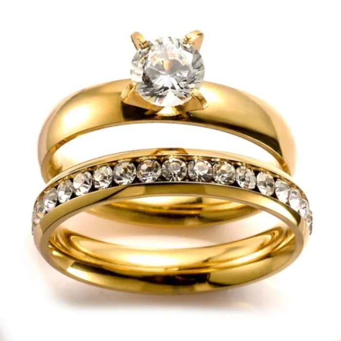 fashion design hotsale item stainless steel gold wedding rings set for men and women - Men And Women Wedding Ring Sets fashion design hotsale item stainless steel gold wedding rings set for men and women - Men And Women Wedding Ring Sets