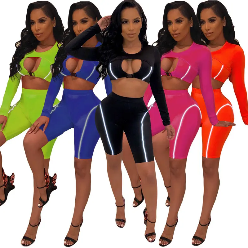 

90702-MX52 5 colors two piece set women clothing crop tops jumpsuits 2019