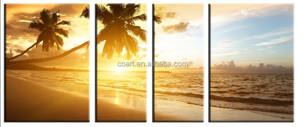 5 Panel seascape canvas print wall art for home decoration