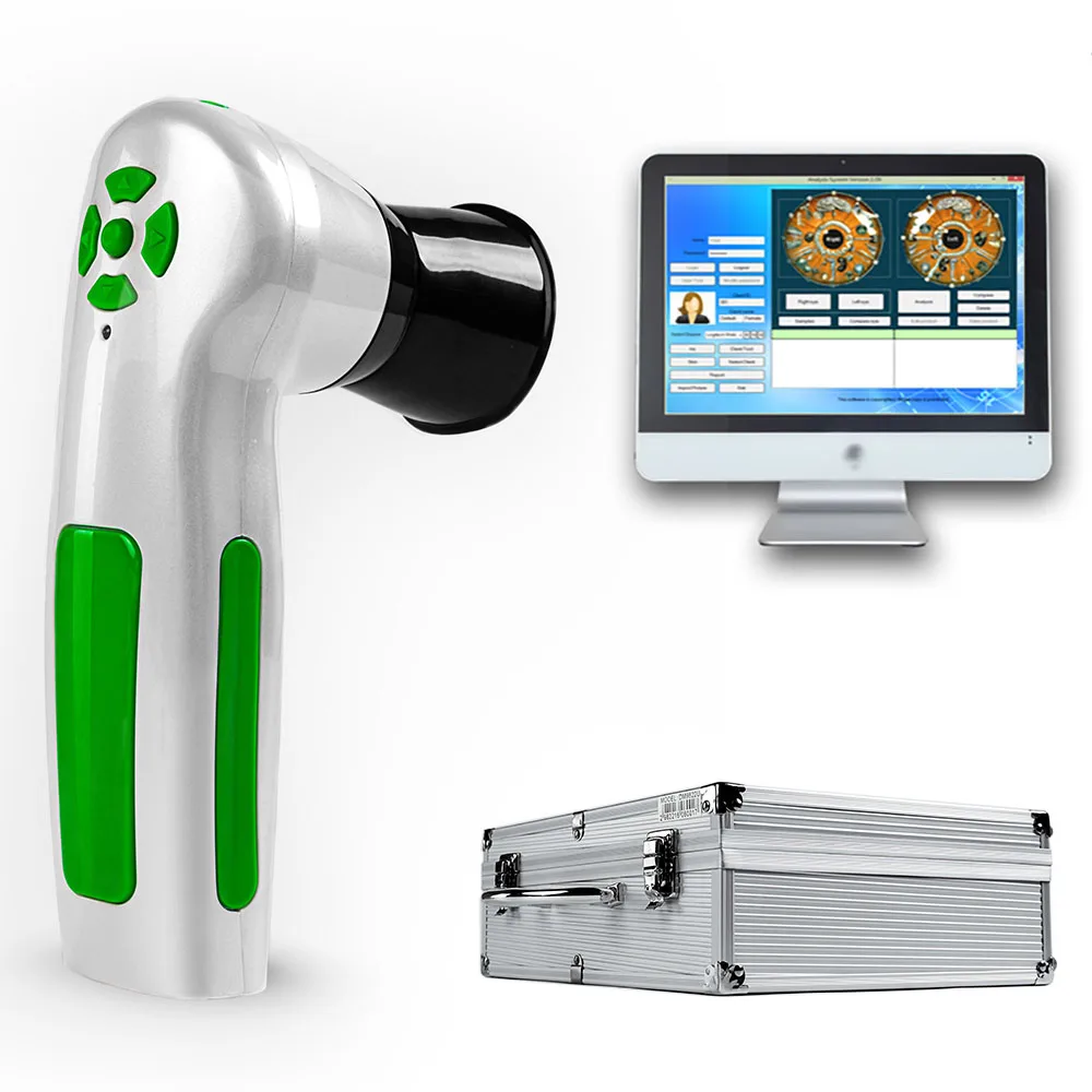 

NEW 12MP Iriscope Iris Analyzer Iridology camera pro iridology and skin analyser system, Green and white