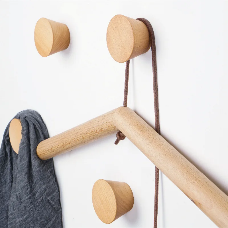 

Wholesale handmade craft beech wood wall hook, Natural color