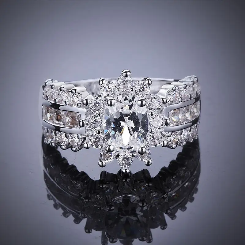 

Luxurious Design 925 Sterling Silver Wedding/Engagement Ring with White Zircon Fashion Jewelry Beautiful Gift Joyas De Plata 925, N/a