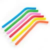 Colorful Reusable Flexible Smoothie Folding Drinking Water Silicone Straw With Cleaning Brushes