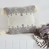 Latest design concise geometric pattern cotton sofa cushion cover home decorative tassel mudcloth throw pillow case