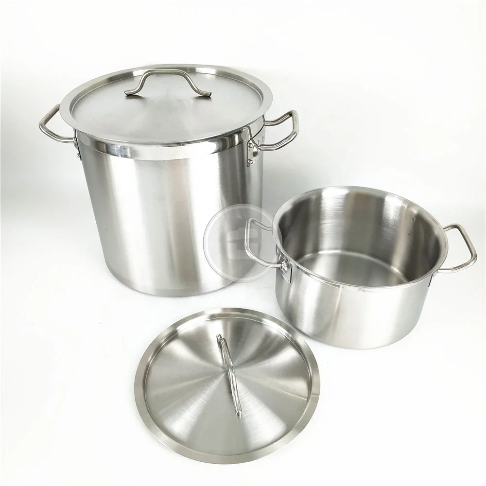 

Large hotel restaurant cookware 30 liter 3 layers composite bottom stainless steel heavy duty soup bucket / stock pot, Silver