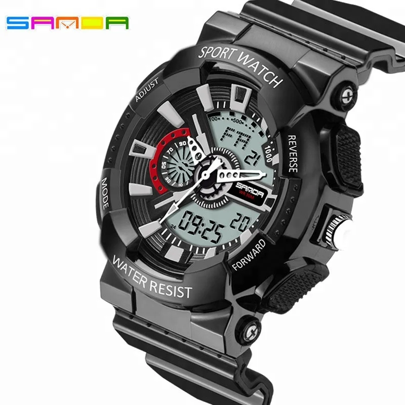 

2018 Hot Selling Sanda High Quality Digital Wristwatch With Silicone Watch Strap, 5 colors