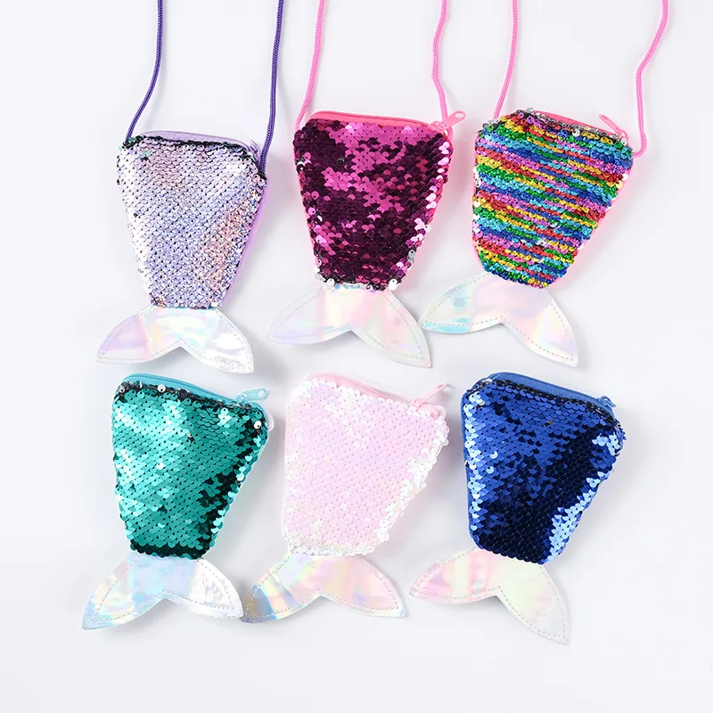 

B489 Children Kids Girls Mini Paillette Sequins Coin Wallet Mermaid Tailpouch Card Holder Bag Change Purse