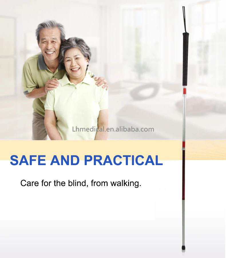 Folding Five Section Lightweight Aluminum Blind Cane White Canes For