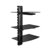 Triple glass shelf dvd mounting bracket floating adjustable tv wall mount accessories AV component shelf wall mount