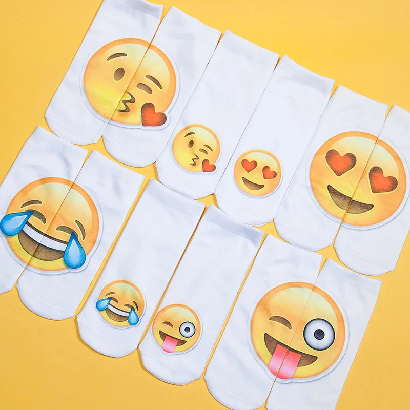 

Fashionable funny emoji printed socks for custom patterns wholesale, Picture colors