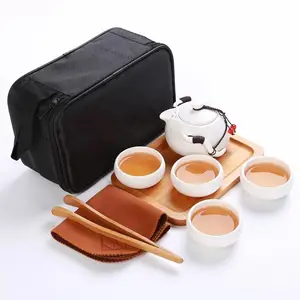 Image of Ceramic travel tea set,Teapot with cups