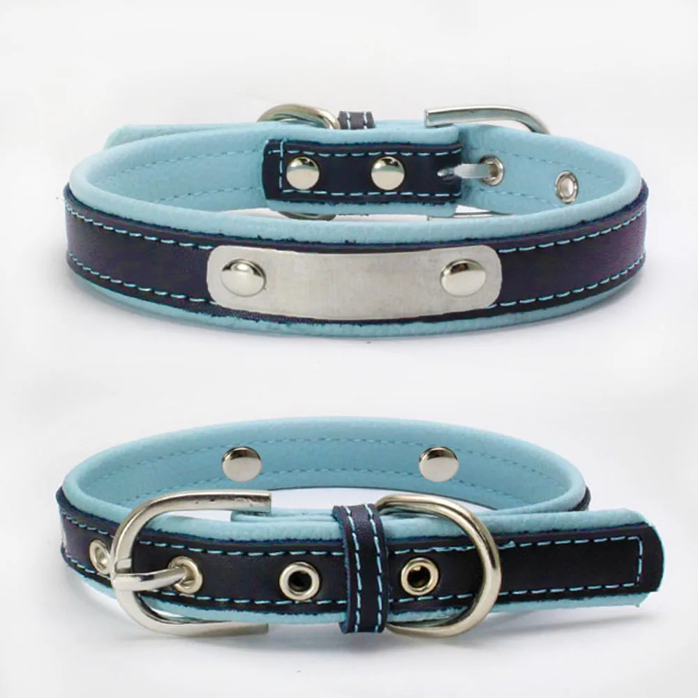 Really Cool Black Leather Engraved Iron Pet Collar Custom Dog Collars