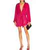 Pink Sequin Long Sleeve Wrap Mini Dress Elegant Party Women Dresses