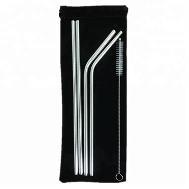 

Custom Logo Made Stainless Steel Drinking Straws in Cloth Bag Package, Colorful