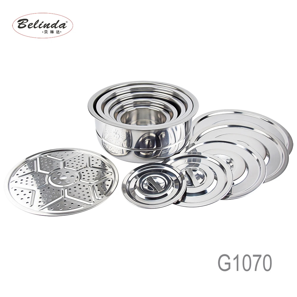 Promotion Item 5PCS Indian Cookware Pot Stainless Steel Cooking Sets Kitchen with Steamer