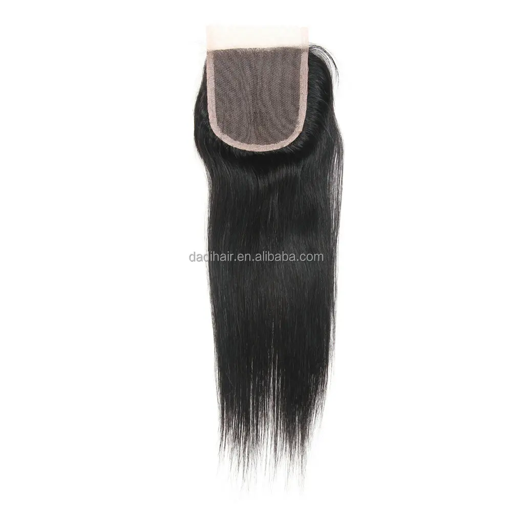 

Factory Price Hot Sale brazilian silk straight hair virgin human hair weaving with lace closure STW 4*4