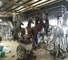Outdoor Large square horse group gilt sculpture