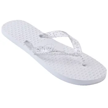 white bridal flip flops