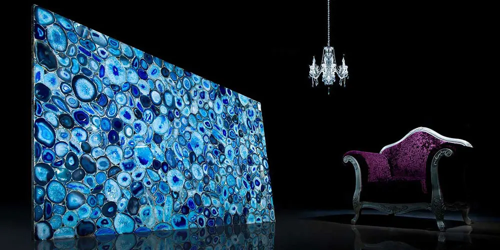 Blue wall panel agate stone slabs
