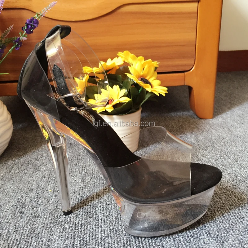 

Leecabe Pleaser Women's Shoe Sexy Heels 15cm Female High-Heeled Sandals Transparent Crystal Shoes Ultra High heels