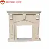 Cream solid marble decorative fire surround with contrast marble