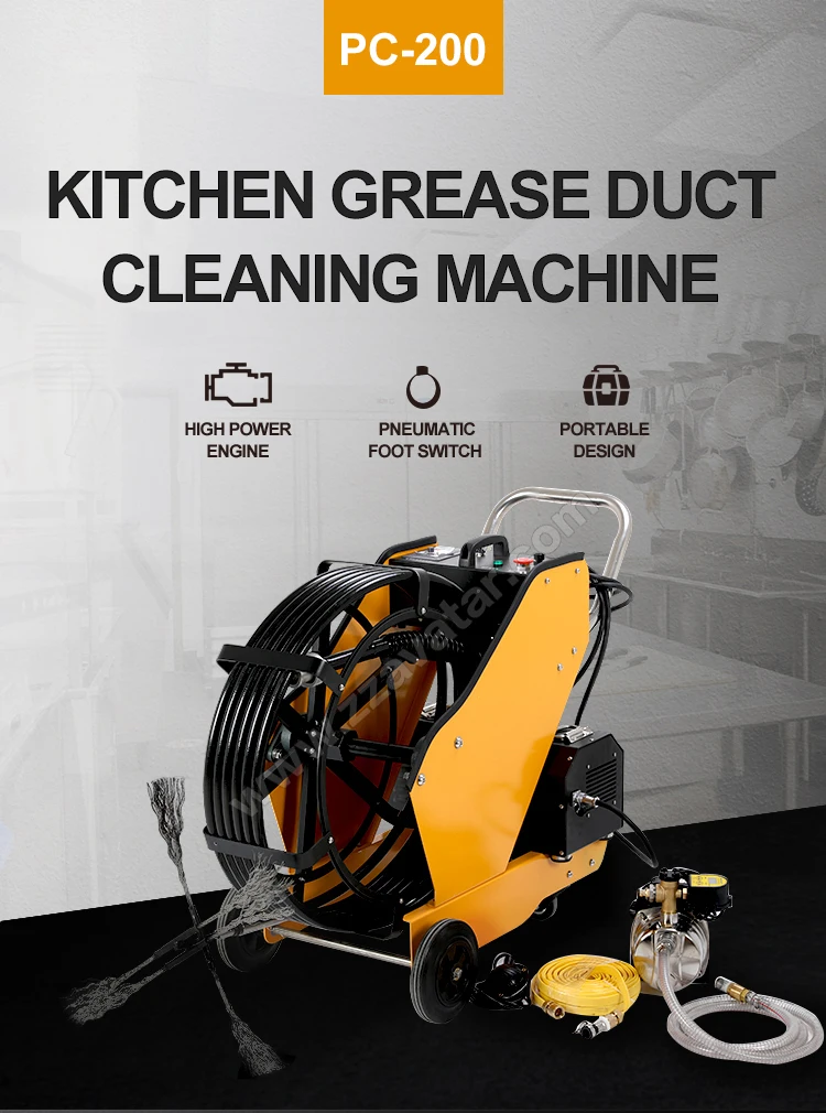 Pc200 Kitchen Exhaust Cleaner Grease Duct Cleaning Machine Equipment
