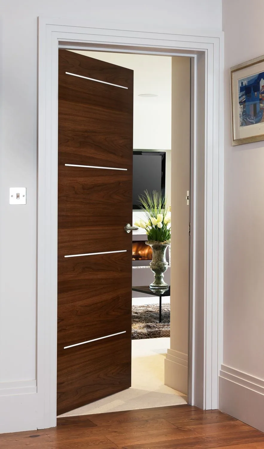 Forest Bright Modern Flush Door With Rounded Edge Aluminium Inlays ...