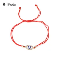 

Artilady Red Thread String Rope Hamsa's Hand Cross Eye Adjustable Braided Lucky Bracelet