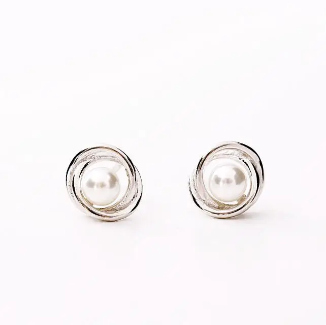 

Free Shipping round pearl 925 sterling silver earring