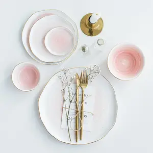 Image of Restaurant dinnerware decoration custom logo handmade porcelain dinner plate