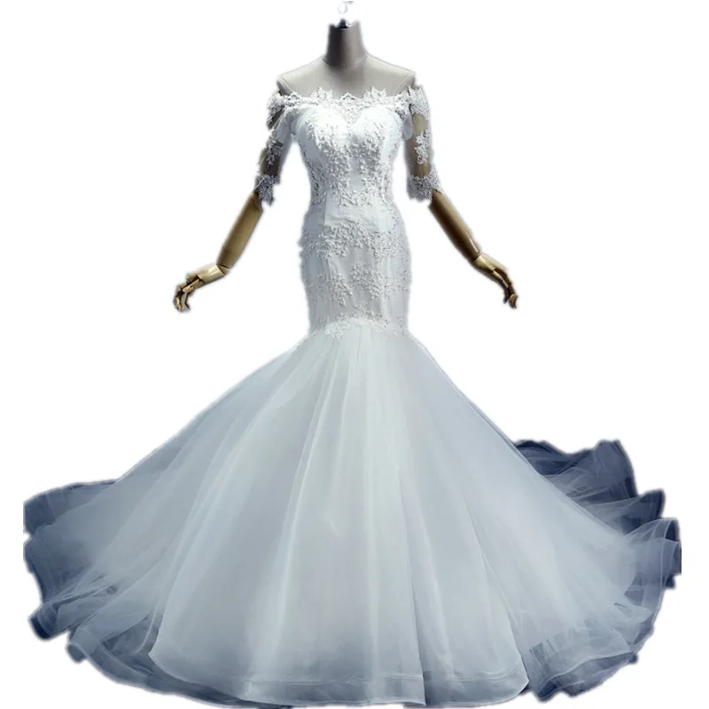 

Off Shoulder Luxury Mermaid Wedding Dress 2018 Wedding Gown, Off white