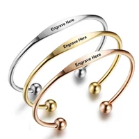 

Personalized Stainless Steel Bracelet Bangles 3 Colors Engraved Name Cuff Bracelet For Women Jewelry Gift