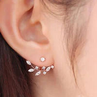 

2019 Korean version of the popular creative leaf ear nail branch fashion wind hanging water drill Earrings for women