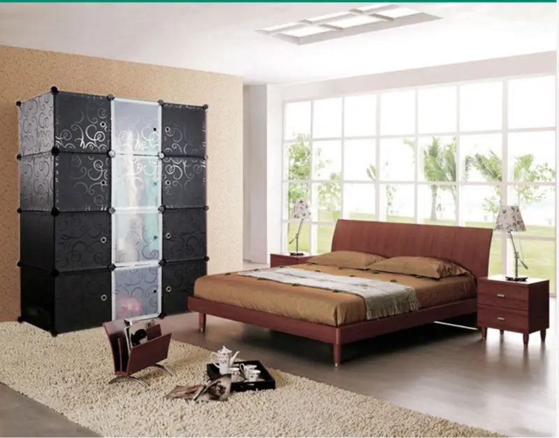 Lovely Black Color Kids Wardrobe Design Diy Storage Cube Cabinet