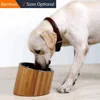 round accept best sell Super Design 15 Degree Inclined Anti-Skid Bamboo Stand Raised Dog feeder cat Bowl