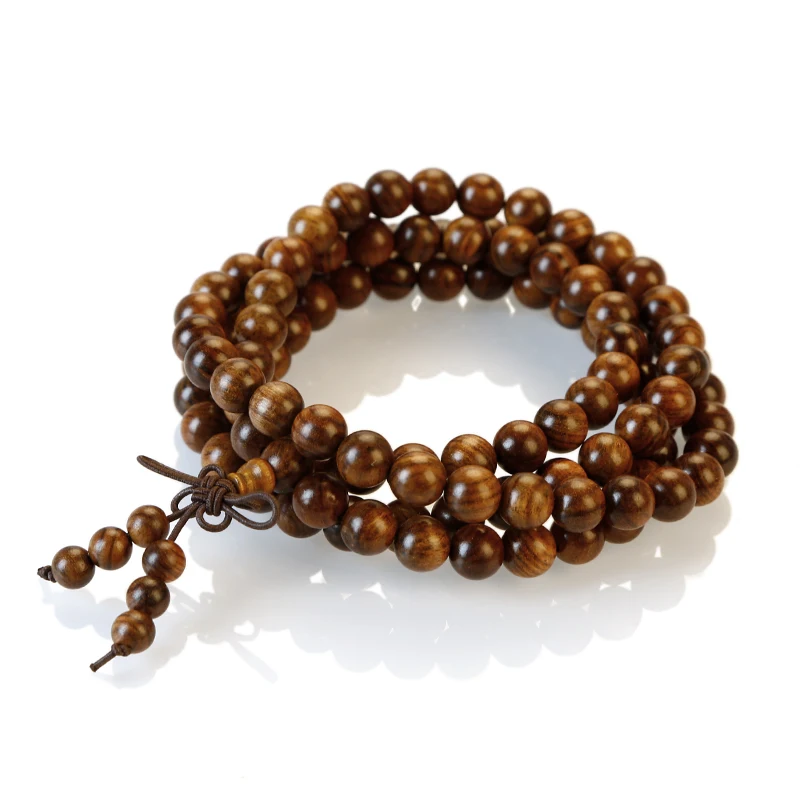 wooden buddha beads necklace