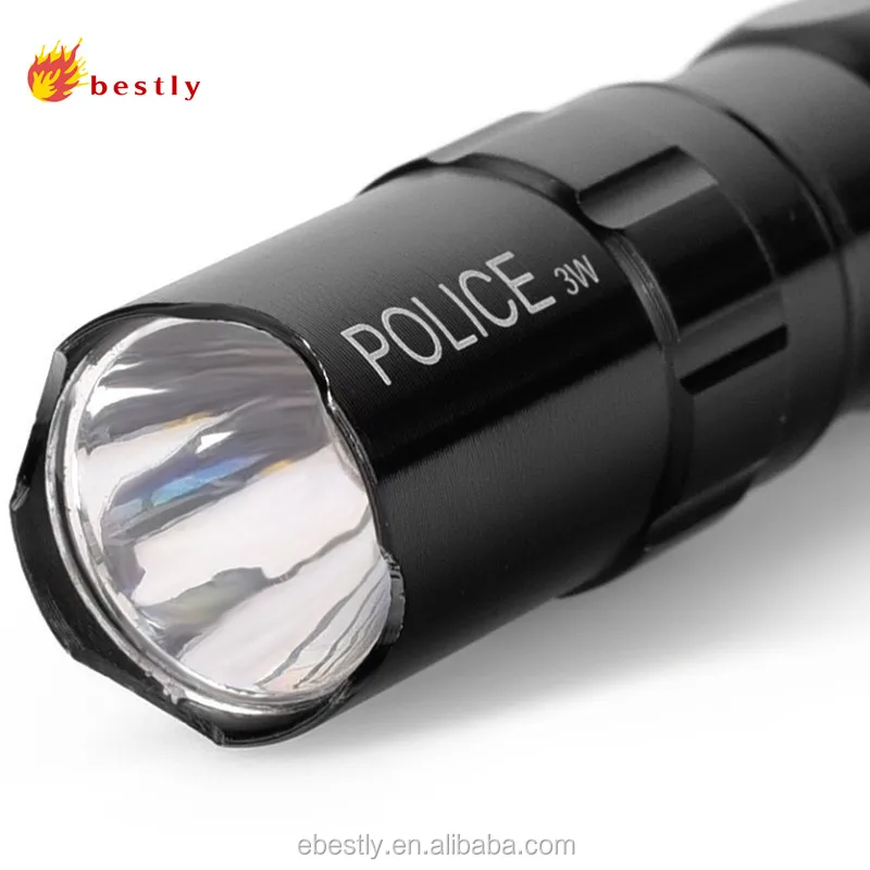 

Super Bright 3w led Police Security Flashlight Weapon, Rechargeable multi-function Self Defense Baton Police Flashlight, Black