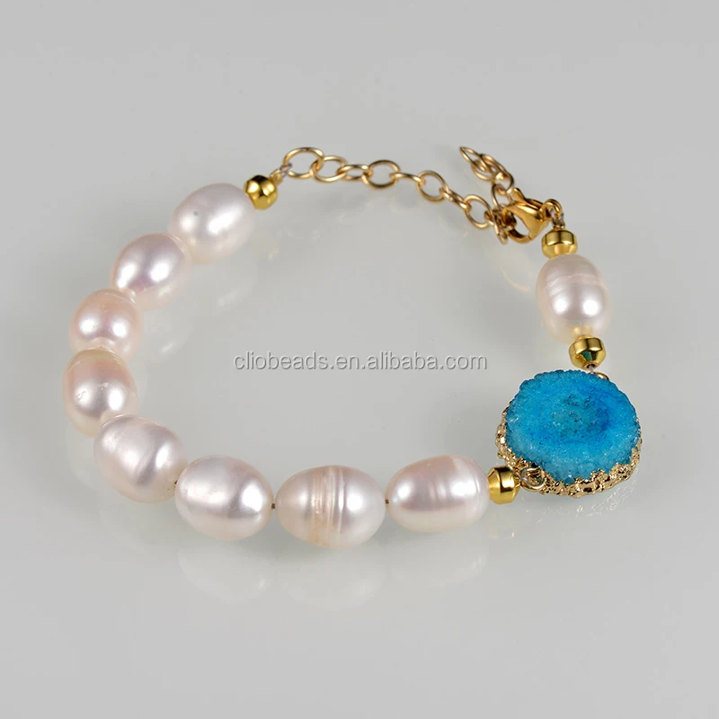 Gold Plated Sterling Silver Lobster Clasp With Extend Chain Freshwater